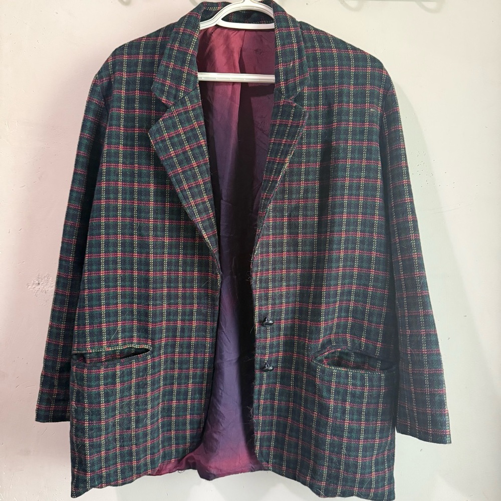 Oversized Vintage Plaid Blazer